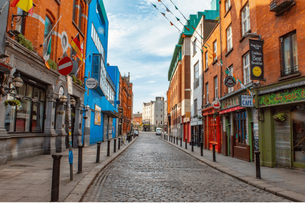 Dublin streets with mild summer weather